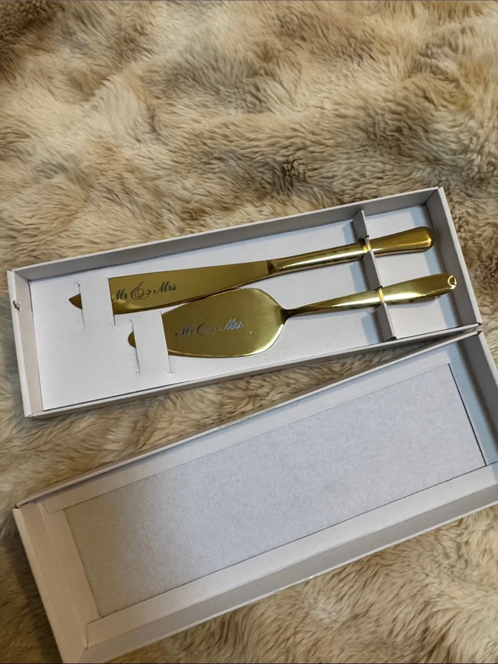 Gold Mr. & Mrs. Cake Knife and Server Set - Elegant Wedding Party Supplies